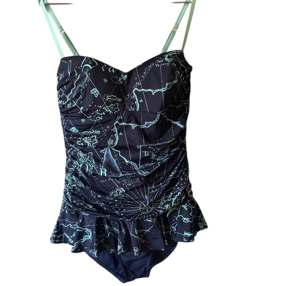 Tommy Bahama Navy and Light Blue Swimsuit